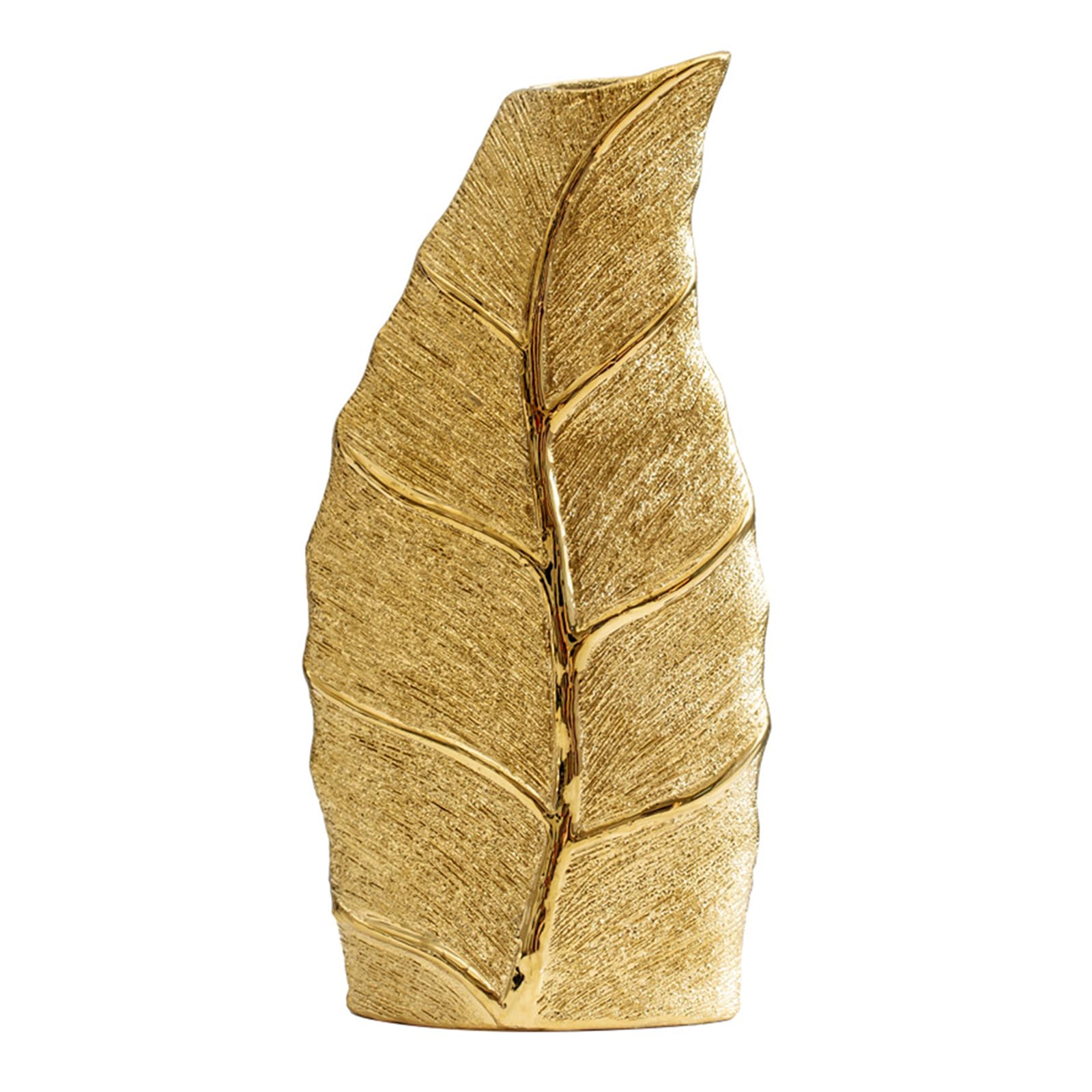 Jazuaiao Luxury Golden Leaves Shape European Flower Pots for Sophisticated Centerpieces in Modern Home Ceramic Decorative Vases