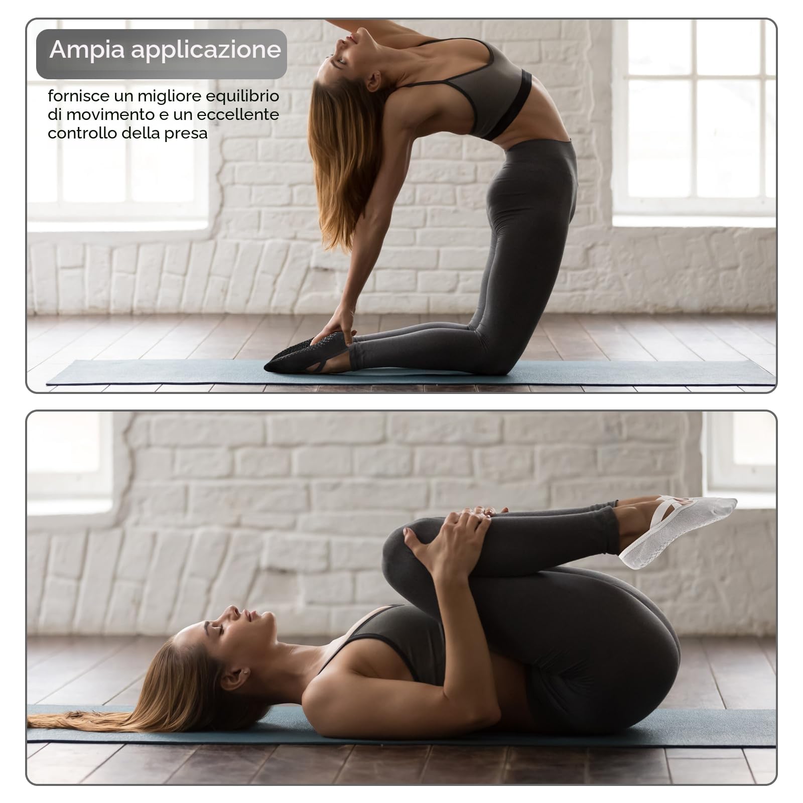 4 Paia Calzini Pilates Antiscivolo Donna,Yoga Calze Antiscivolo Donna, Calze Pilates per Pilates,Yoga, Balletto,Sport, Danza,35-40