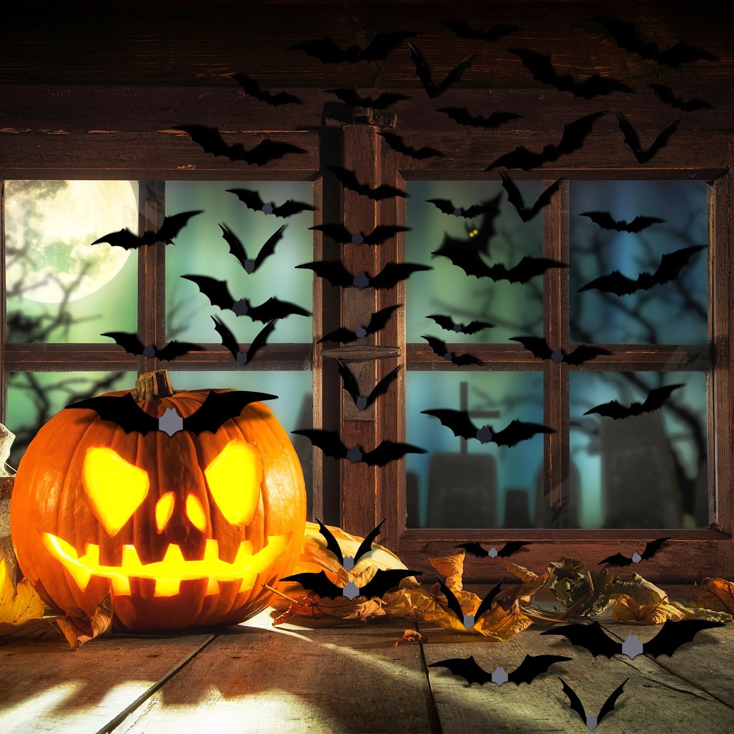 Bats Halloween Decorations 100 Pcs - Realistic PVC 3D Bats