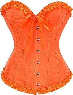Women's Lace Up Corset Boned Floral Overbust Lingerie Bustier Bodyshaper Top S-6XL
