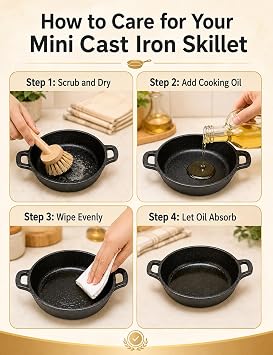 Set of 6 Mini Cast Iron Skillets with Handle, 4.8 x 4.8 x 1.3 Inch