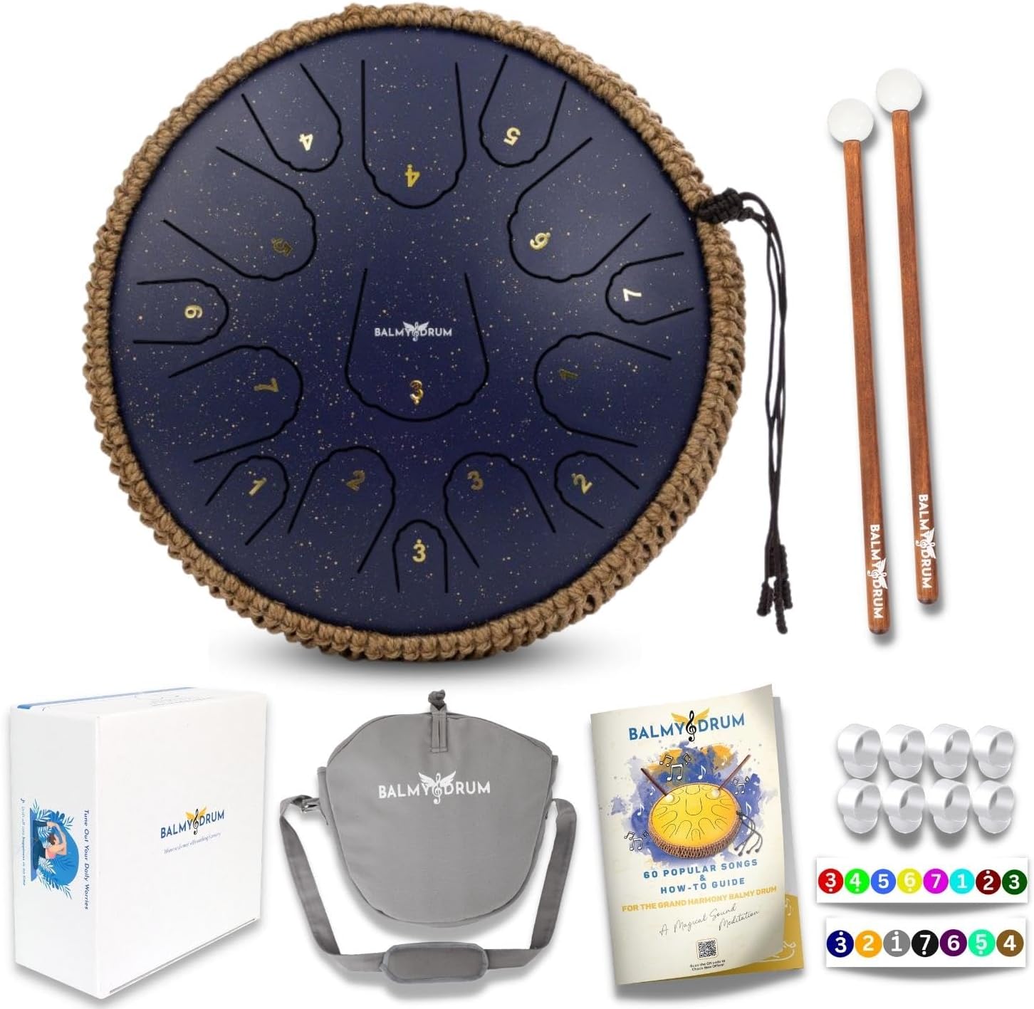 The Balmy Drum 15 Note 14 Inch Steel Tongue Drum, Steel