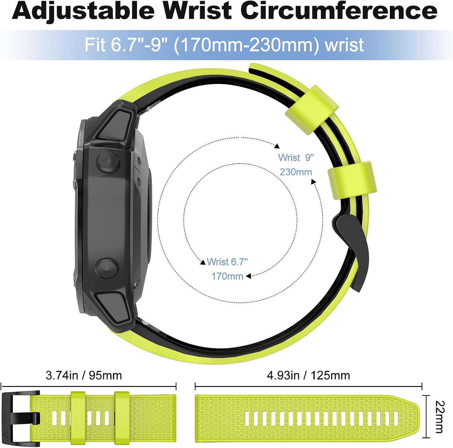 OVERSTEP Compatible with Garmin Fenix 5 Watch Band/Fenix 7 Band, 22mm Soft Silicone Replacement Strap for Fnix 5 Plus/Fenix 6/Fenix 6 Pro/Fenix 7 Pro/Approach S60/S62 Smart Watch - Image 5