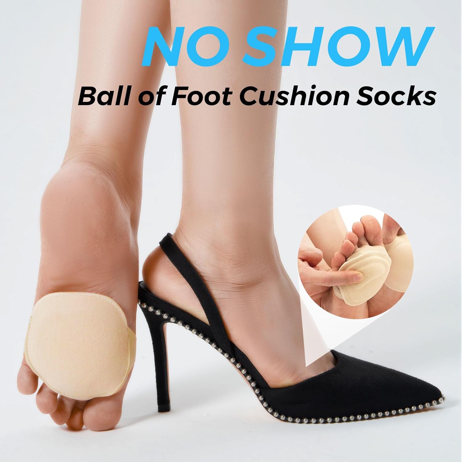 Flammi 6 Pairs Women's Toe Cover with Padding Toe Topper Liner Socks Non-Skid Bottom - Image 2