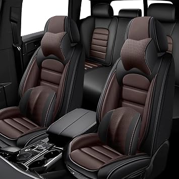 5 Seat Covers for Audi A6 allroad 2020-2023 Leather Car Seat Covers Waterproof Soft Car Seat Protectors Comfort Premium Automotive Seat Covers with AirbagLuxury,Black+Coffee