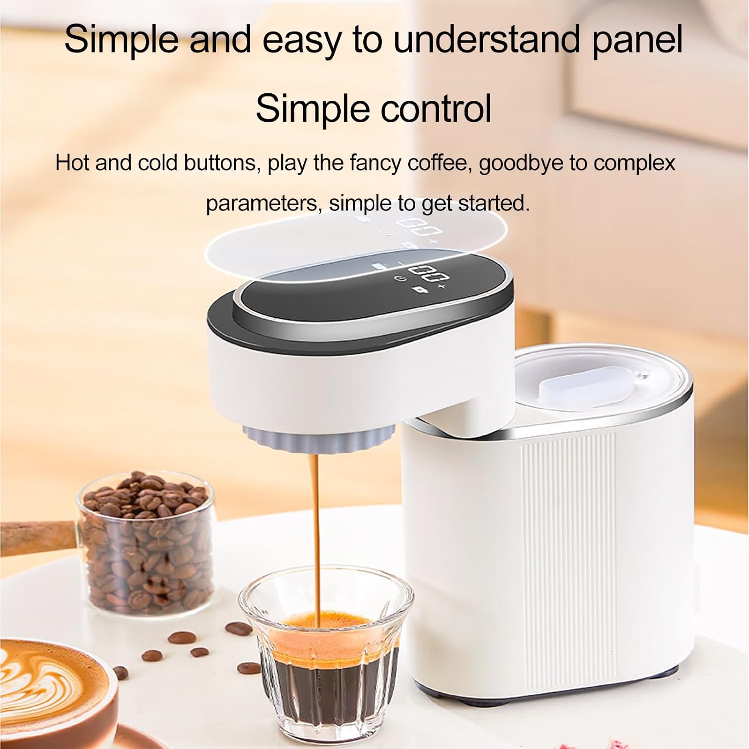 Small Espresso Machine for Home, Travel Espresso Maker, Coffee Latte Machine, Cappuccino Machines for Home, Portable Espresso Machine, Semi-Automatic Hot/Cold Double Espresso Machine(White)