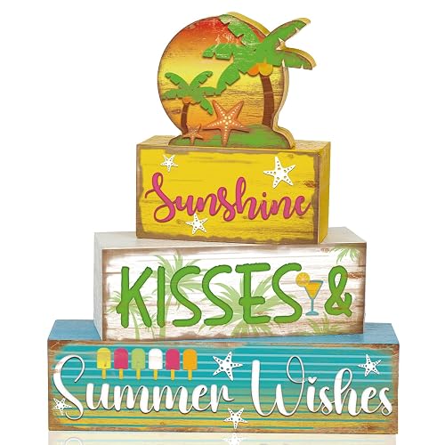 4 Pcs Hawaii Decoration Summer Tiered Tray Decor Sunshine Kisses