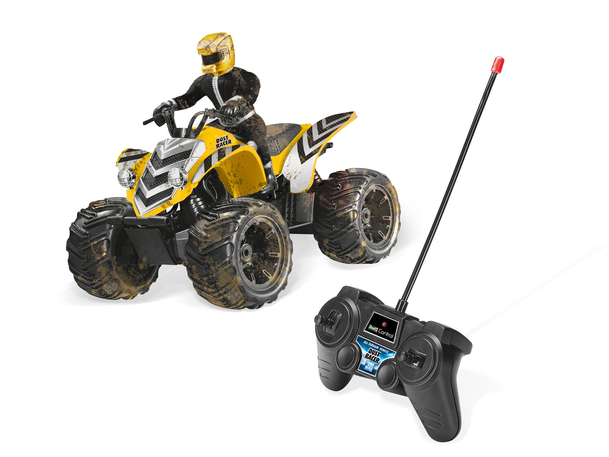 Revell Control Quadbike New Dust Racer I skala 1:10, idealny dla entuzjastów wyścigów od 8 lat, duże opony, zdalne sterowanie MHz, do użytku wewnątrz i na zewnątrz, zdalnie sterowany quad