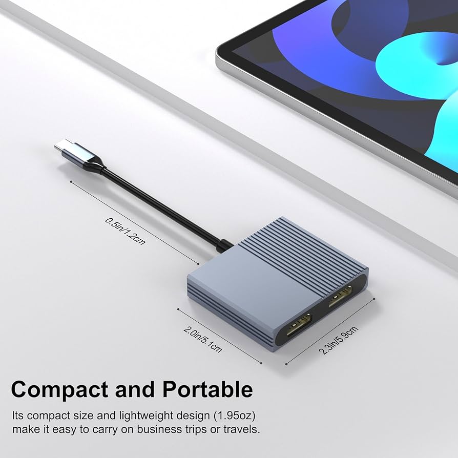 Dnkeaur USB C To Dual HDMI Adapter 4K,Docking Station Dual Monitor, Type C To HDMI