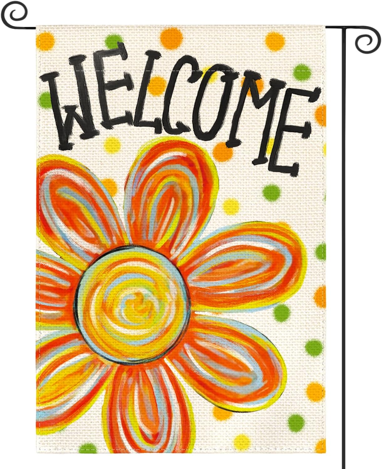 AVOIN colorlife Summer Floral Garden Flag 12x18 Inch Double Sided Outside, Welcome Seasonal Polka Dots Yard Outdoor Flag