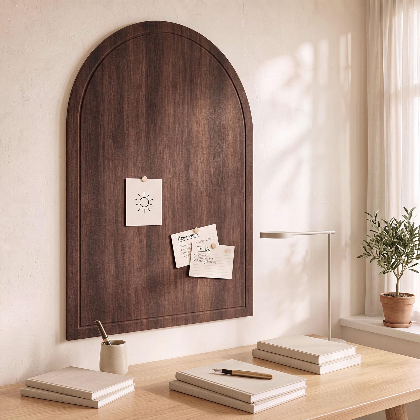 Photo 1 of Mindsoft Walnut Arch Felt Bulletin Board 35" x 24"