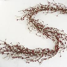 Pip Rice Berry Garland, 60 Inch - Flexible Bendable Decorative Branches Ivory and Burgundy