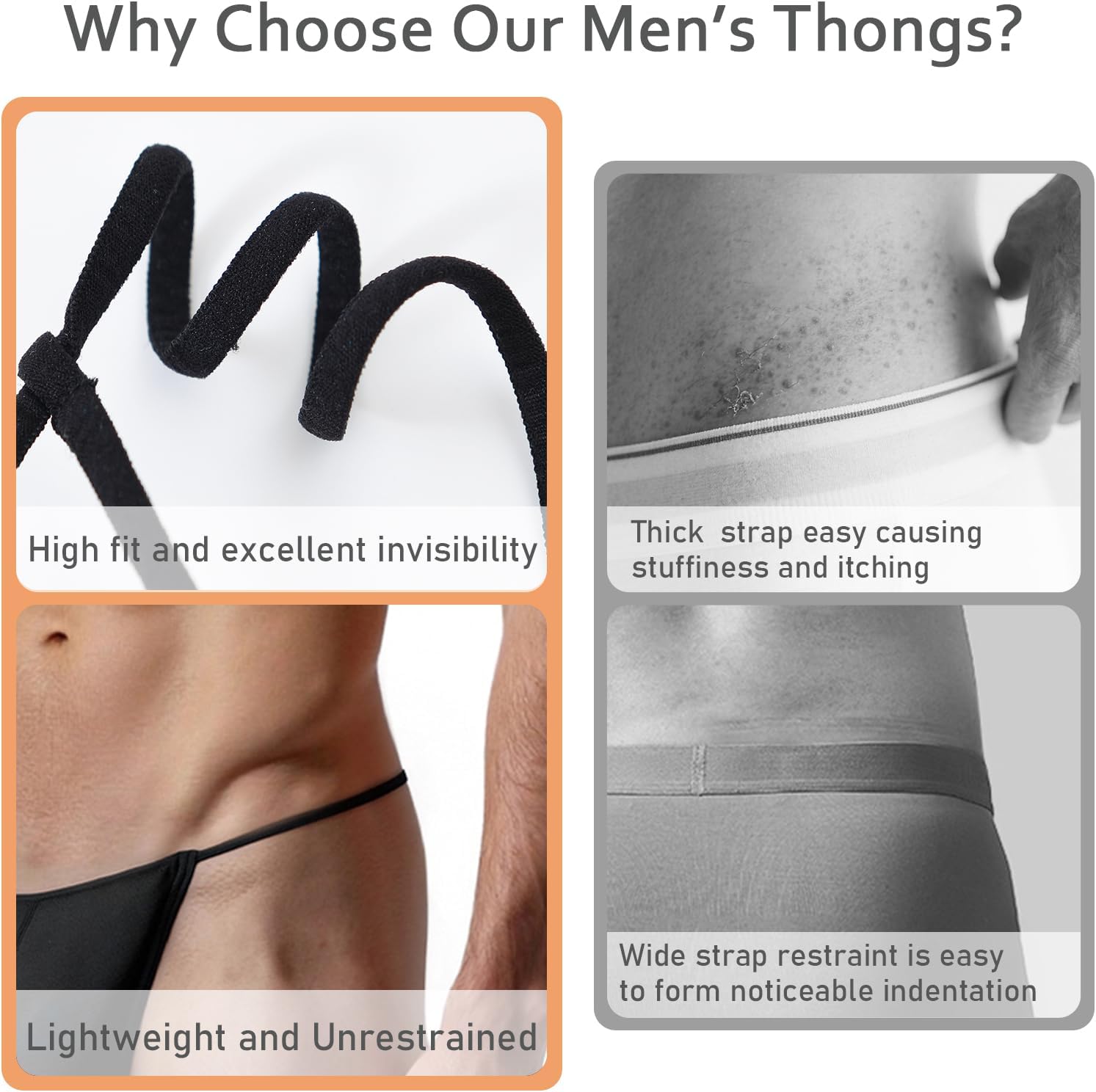 YINYOUYU Mens Thongs Silk G-String Adjustable Sexy T-Back Low Rise Underwear - Image 4