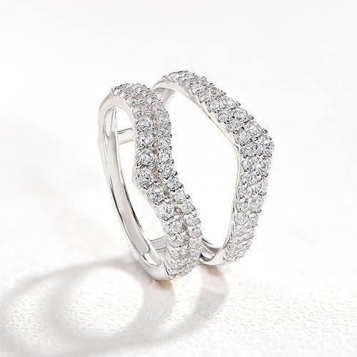 Miniatura 3 de Newshe Jewellery Anillo de novia curvado para mujer, anillo de compromiso AAAAA, circonita cúbica, plata de ley 925, oro blanco, talla 5-10