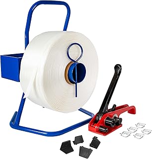 Kortpack Omsnoerset 19 mm compleet met rol, spanner, 250 klemmen en 600 mtr polyesterband