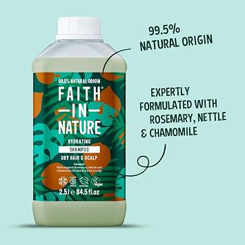 Faith In Nature Natural Shampoo - Vegan & Cruelty Free, No SLS or Parabens - 84.5 fl oz Refill Pack, Coconut