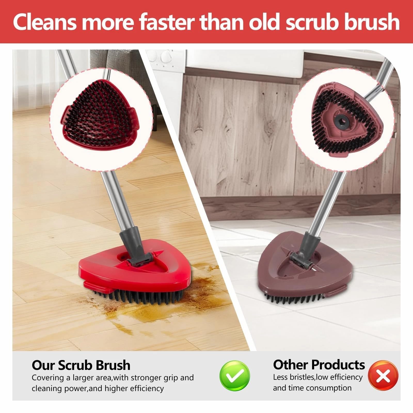 Spin Mop Ricambio Testa Spin Mop Ricariche Compatibile con O Cedar 1-Tank Spin Mop Maniglia, 3 ricariche in microfibra, 1 copertura per testa triangolare, 1 testa di lavaggio e manico per Ocedar