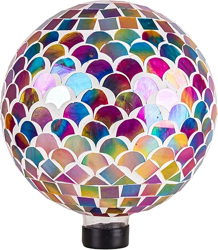 VCUTEKA Bola miradora, mosaico de vidrio, esferas de observación para jardín, césped, adorno al aire libre, decoración de patio, 10 pulgadas