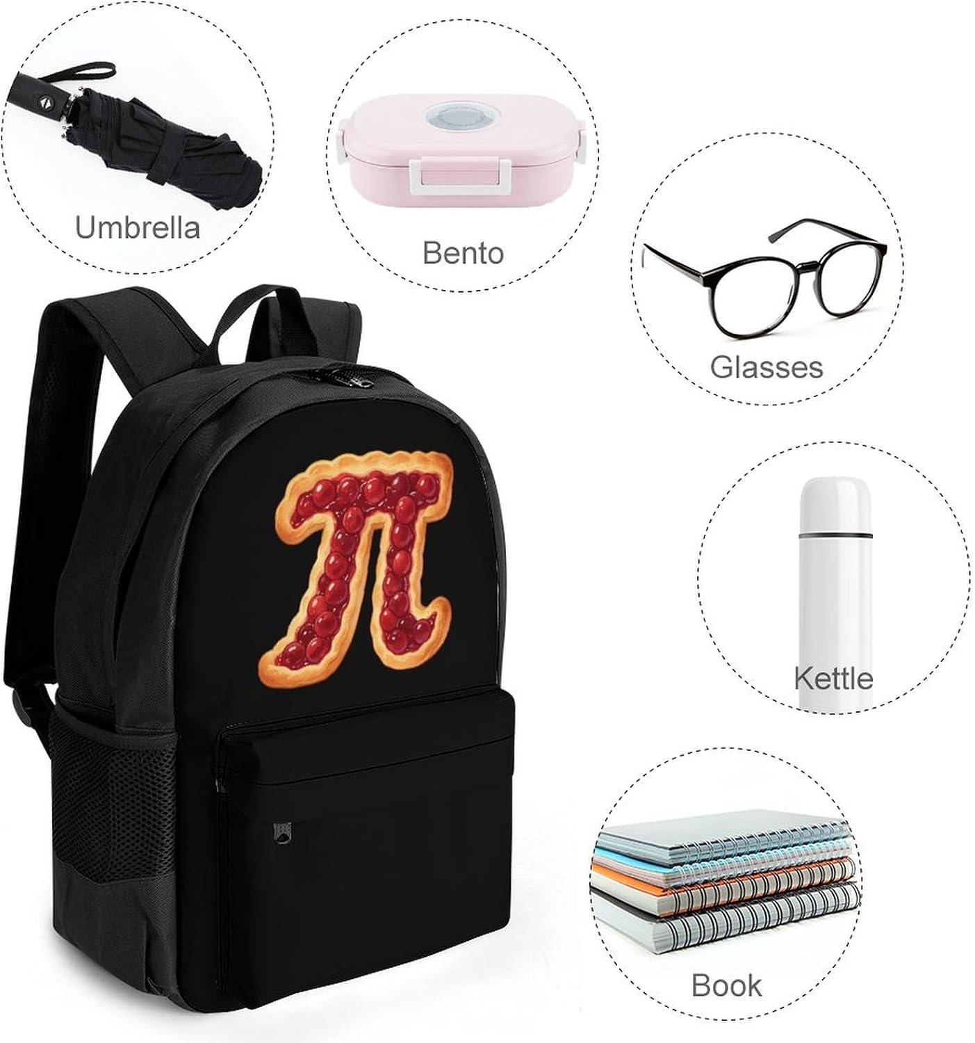 Cherries Pie Pi Backpack Lightweight Backpacks Work Bag