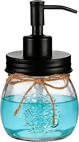 Miniatura 14 de Amolliar Dispensador de jabón líquido en tarro Mason de 10 onzas, tapa de bomba de acero inoxidable, bonita decoración de granja para cocina, baño,