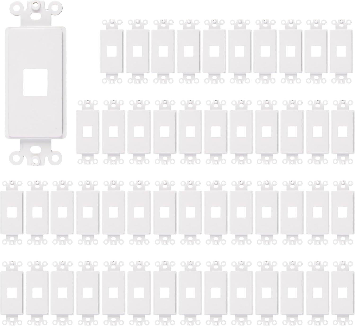 Wall Plate Decorator Keystone Insert, 1 Port, 50 Pack, White