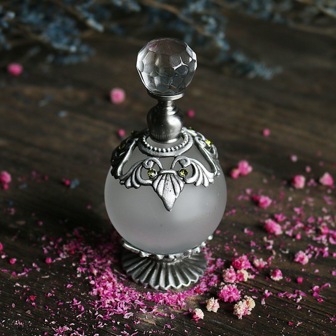 YUFENG Vintage Empty Refillable Perfume Bottles Realistic Jewelled Crystal Stopper Red Glass Ornament : Home & Kitchen