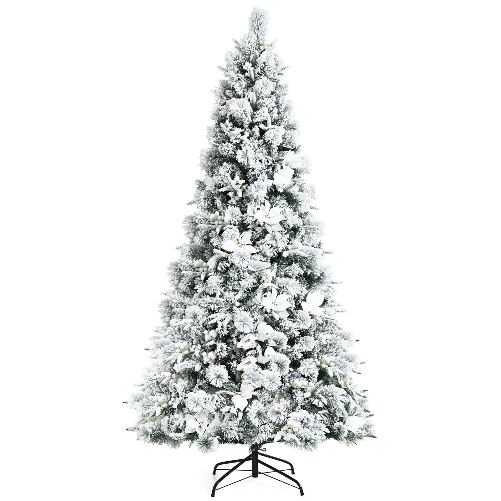 Amazon.com: COSTWAY 7 Ft Snow Flocked Hinged Christmas Tree