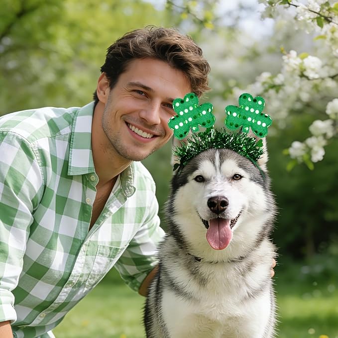 Disfraz de San Patricio para Perro con Diadema y Trébol miniatura 3