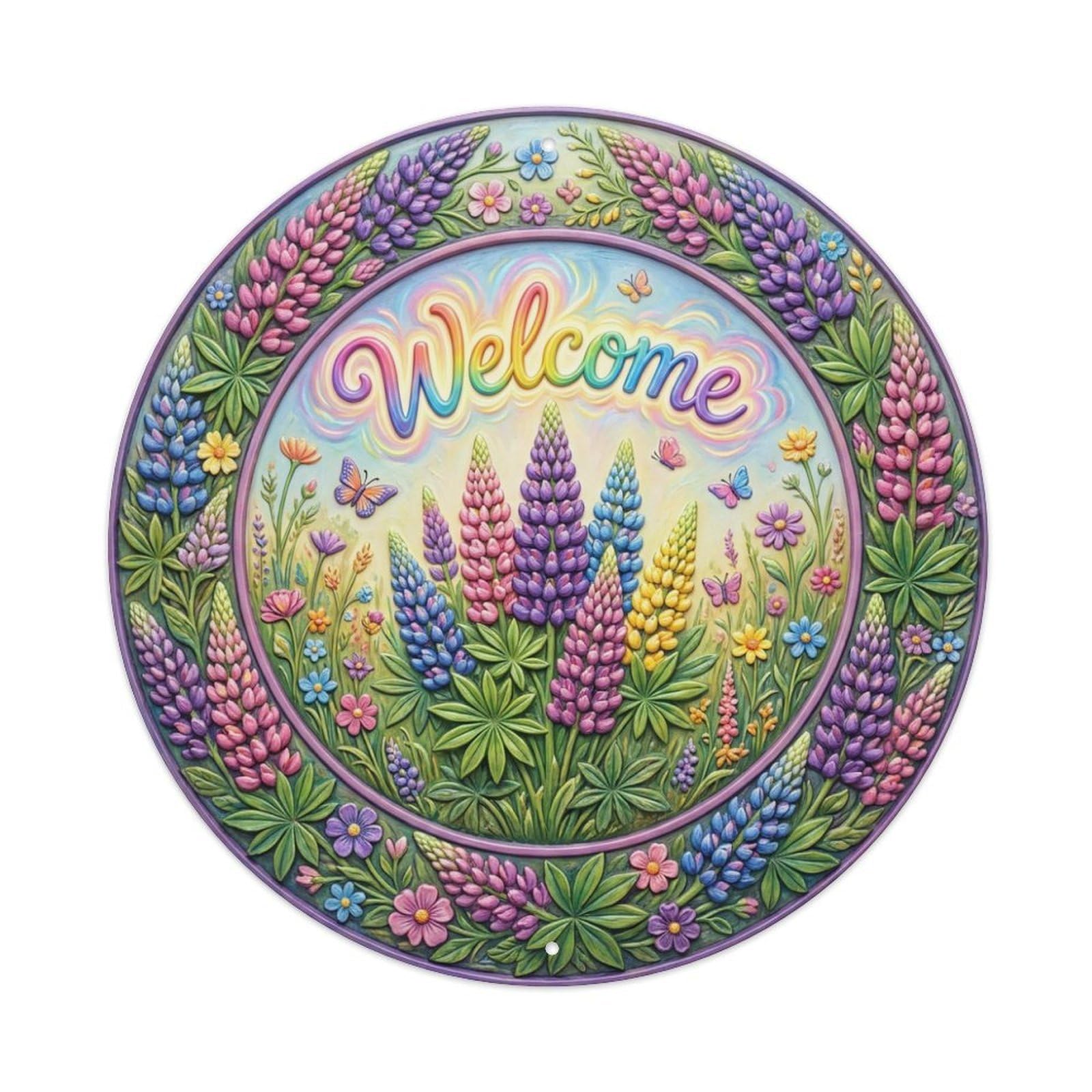 Tgrcjimh Style Metal Tin Sign Lupin Spire Welcome Rainbow Towers