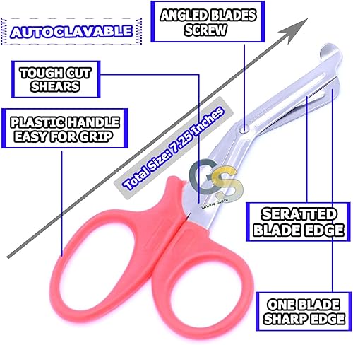 Miniatura 2 de G.S Utility - Tijeras EMT para vendaje paramédico, color rosa, 5.5 pulgadas, para rescate