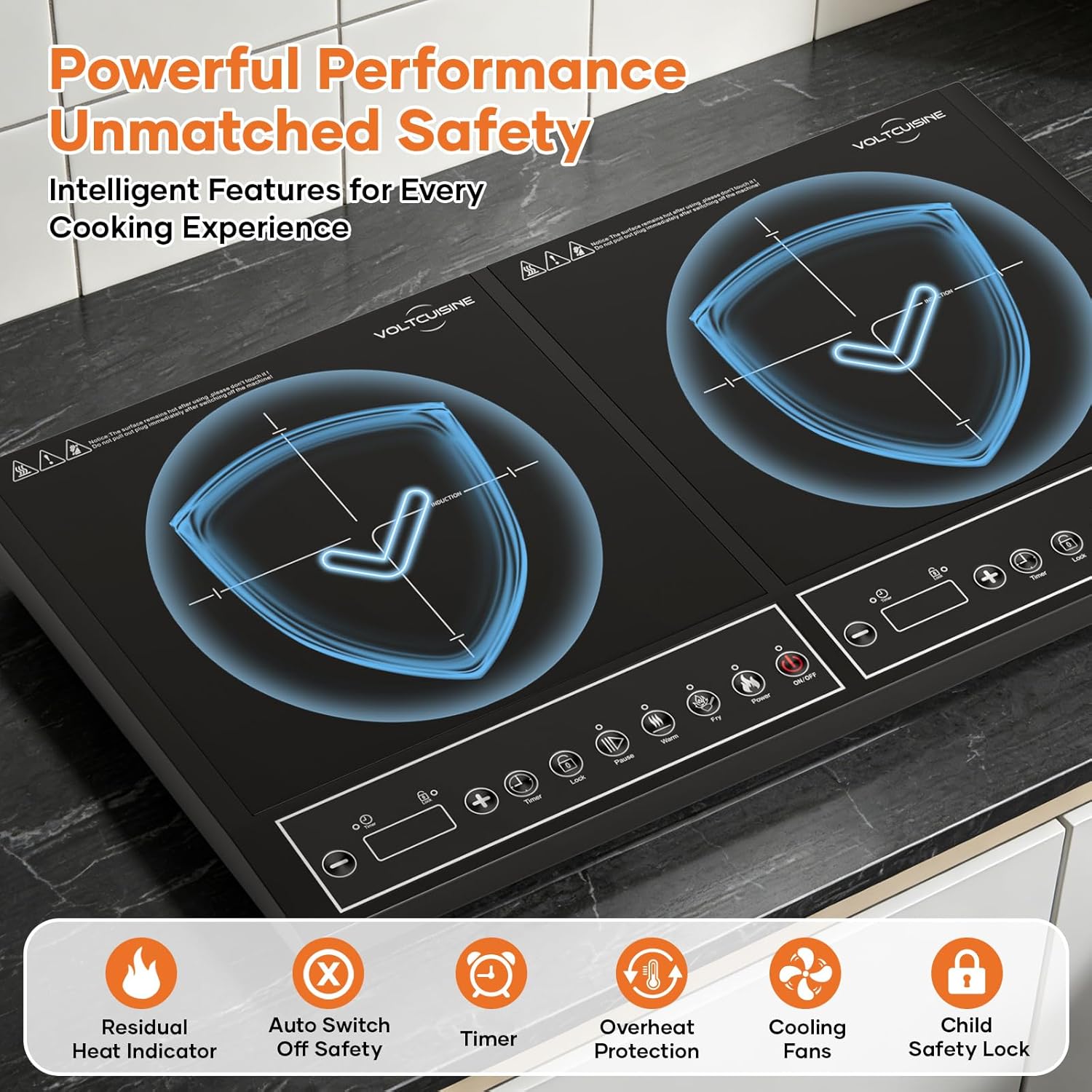 Double Induction Cooktop 1800W with Physical Button Control, Easy-to-Use Dual Burner for Everyday Cooking, Low Power Continuous Heating, Portable Electric Stove for Home & RV