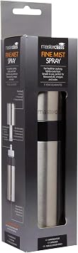 MasterClass Stainless Steel Oil Mister Spray Bottle, 150 ml (5.5 fl oz), Silver/White | Dispenses oil or vinegar via an integrated mist pump mechanism to control portions in commercial kitchen environments.