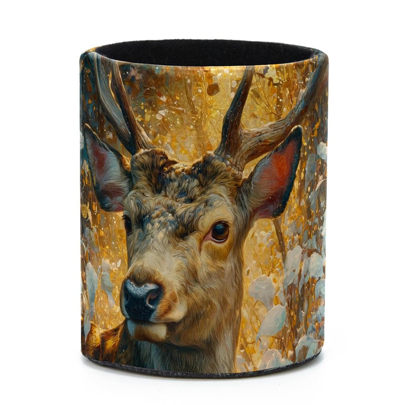 VAPOKF Round Pencil Holders for Desk, Deer and Flower Pen Holders Pen Pot Makeup Brushes Storage Desktop Stationery Supplies Organiser for Home Office