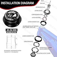 Vista 2 de BUCKLOS 1-1/8 Auriculares de Bicicleta MTB Sin Rosca 34 44 44-50.6 44-55 44-56 41.8-52mm, Caja de Dirección con Rodamientos Sellados Dobles