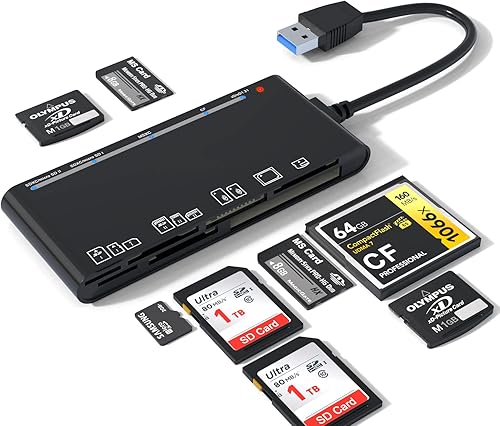 Miniatura 9 de Lector de tarjetas USB 3.0, Rocketek 7 en 1 lector de tarjetas de memoria, USB 3.0 (5Gps) de alta velocidad CFSDTFXDMSMicro SD Solt Lector de
