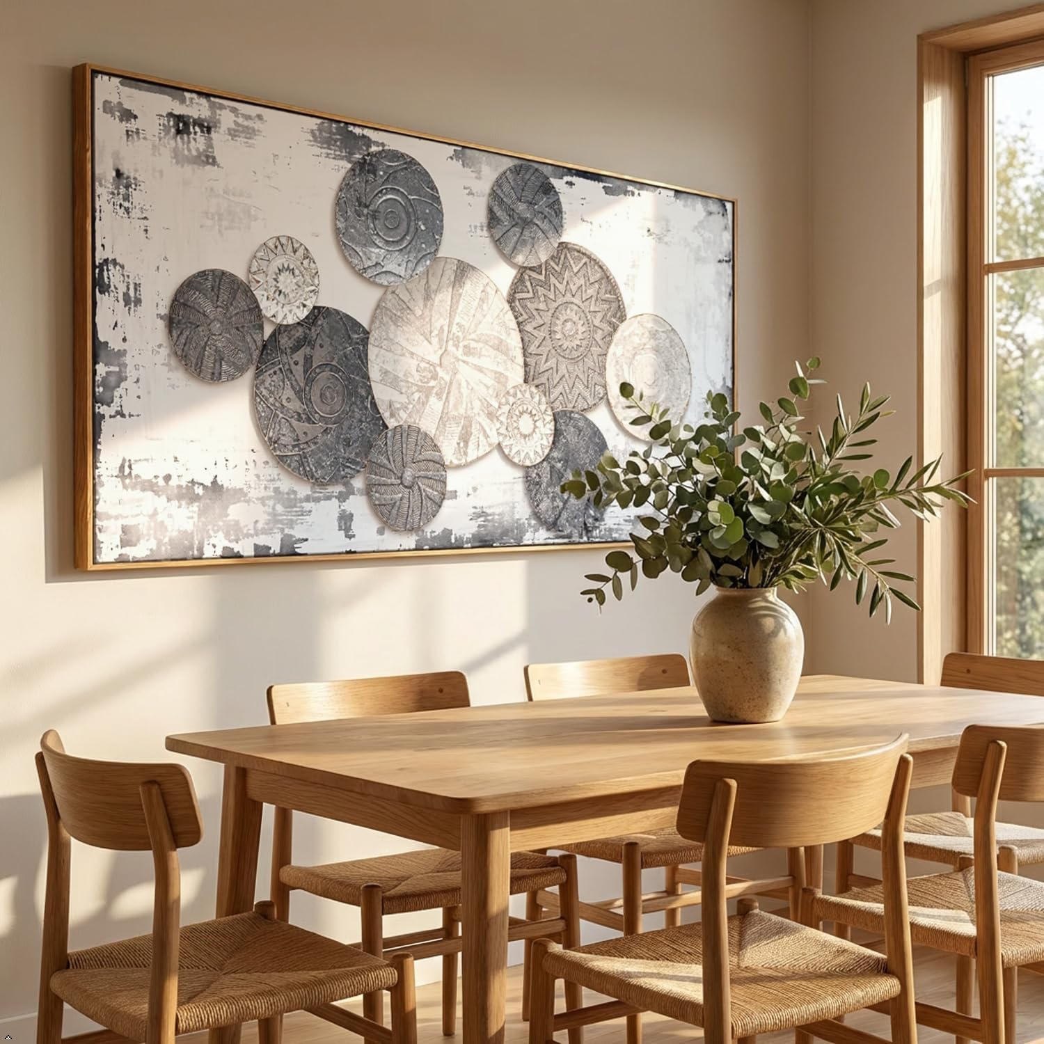 Wall Art Floral Rustic Wall Decor Brown and Grey Canvas Painting Abstract Wall Art for Bedroom Living Room Dining Room Home Office Decor 20"x40" with Framed