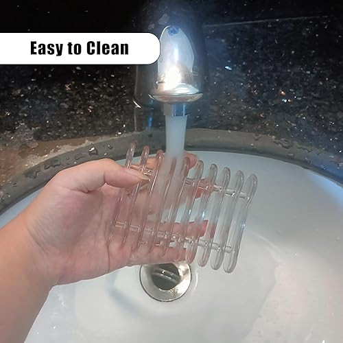 Miniatura 5 de 2 piezas de plástico para barra de jabón, jabonera autodrenante, ahorradores de jabón para barra de jabón, bandeja de jabón transparente, jabonera