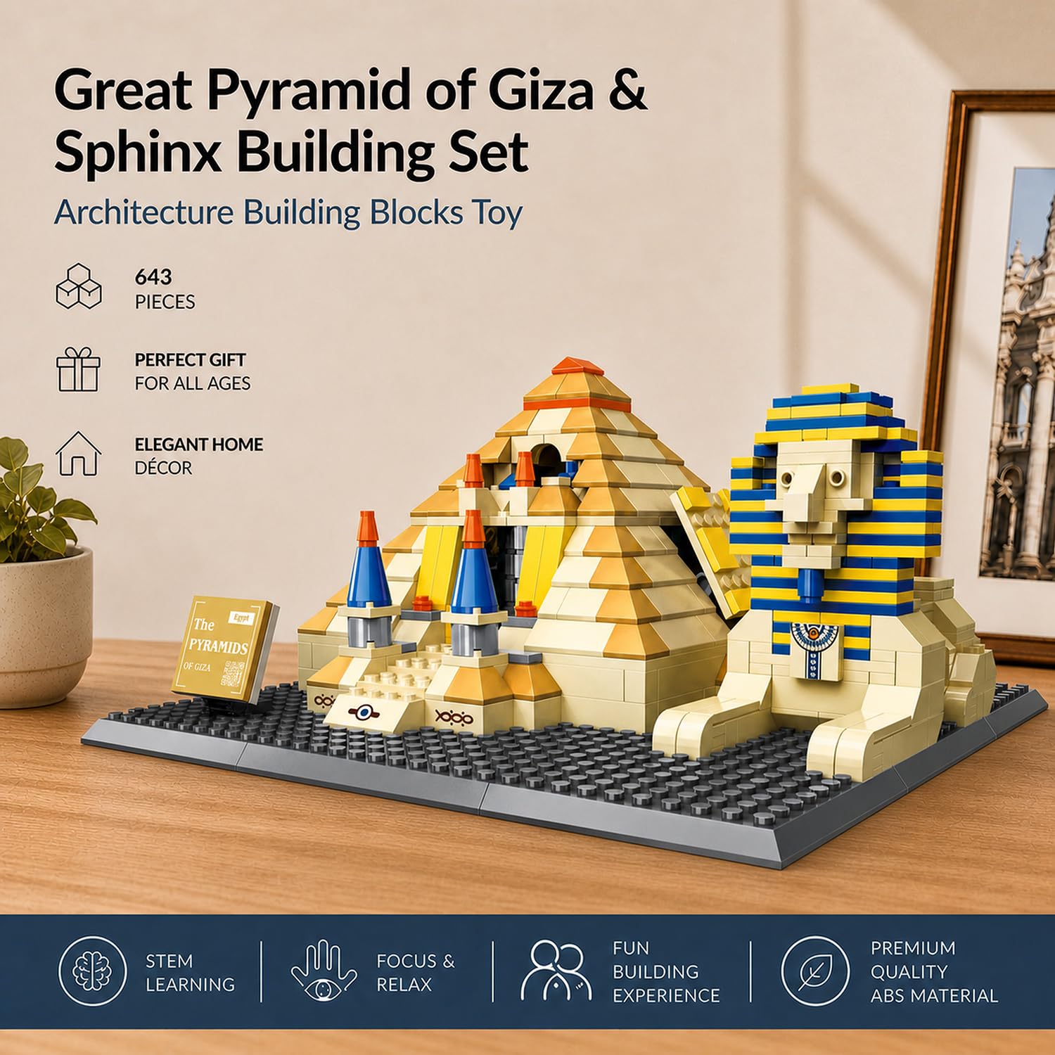 Amazon.com: Vyytoz Great Pyramid of Giza & Sphinx Egypt Building