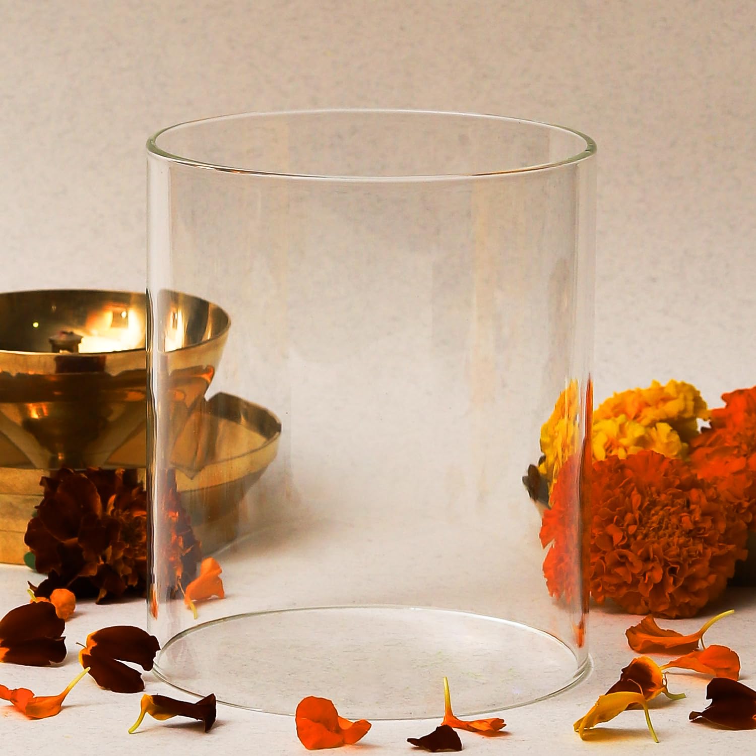 Klassic Big Size Borosilicate Glass Cover for Akhand Diya - Akhand Jyoti Wind Protector, Tealight & Led Tealights, 5 Inches Height, 4.4 inches Width | Pack of 1
