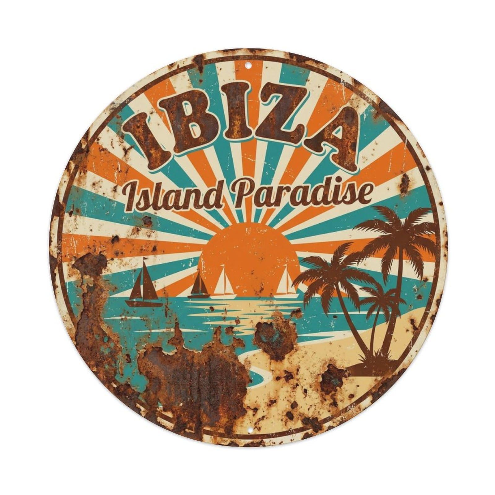Vintage Travel Ibiza Spain Collectible Metal Tin Sign