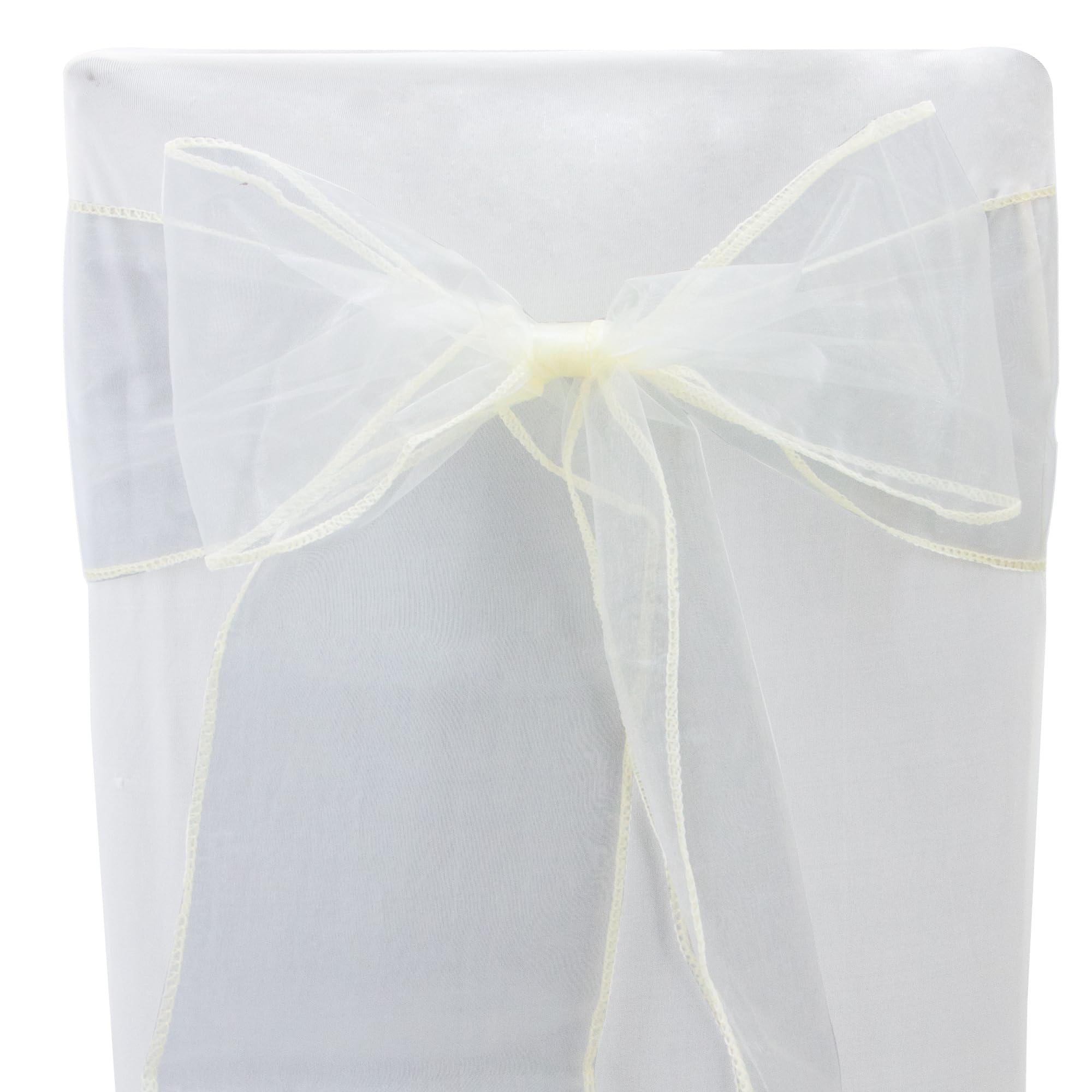 Time to Sparkle 60PCS 17x280cm Organza Chair Sashes Wider Fuller Cover Party Decoration Bow Sashes for Wedding -Ivory