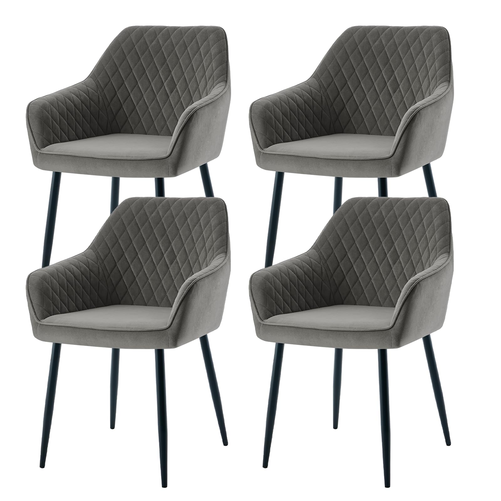 AINPECCA Set of 4 Velvet Dining Chairs Upholstered Seat with Metal legs Office Chairs (Grey Velvet, 4) — image 1