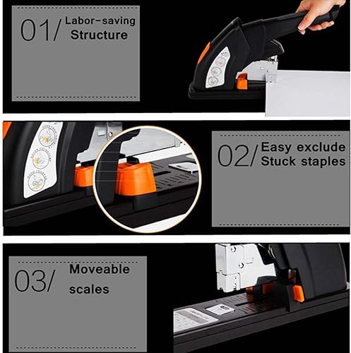 Miniatura 5 de CGOLDENWALL Grapadora de alta resistencia, pistola de grapas manual de escritorio, proveedor de oficina, capa gruesa que ahorra esfuerzo, capacidad