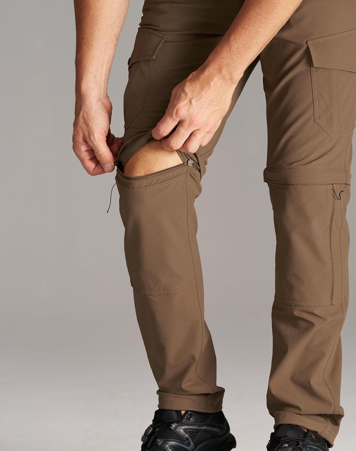 CHRONOLINE Men's Convertible Cargo Tactical Pants Lightweight Fluorine-Free Water-Repellent Outdoor Hiking Pants