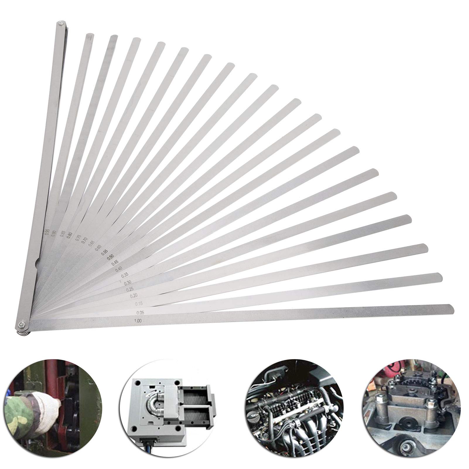 Set di spessimetri professionali in acciaio inossidabile con 20 lame, strumento di misurazione dello spessore metrico, lunghezza 500 mm, per riparazioni automobilistiche e i