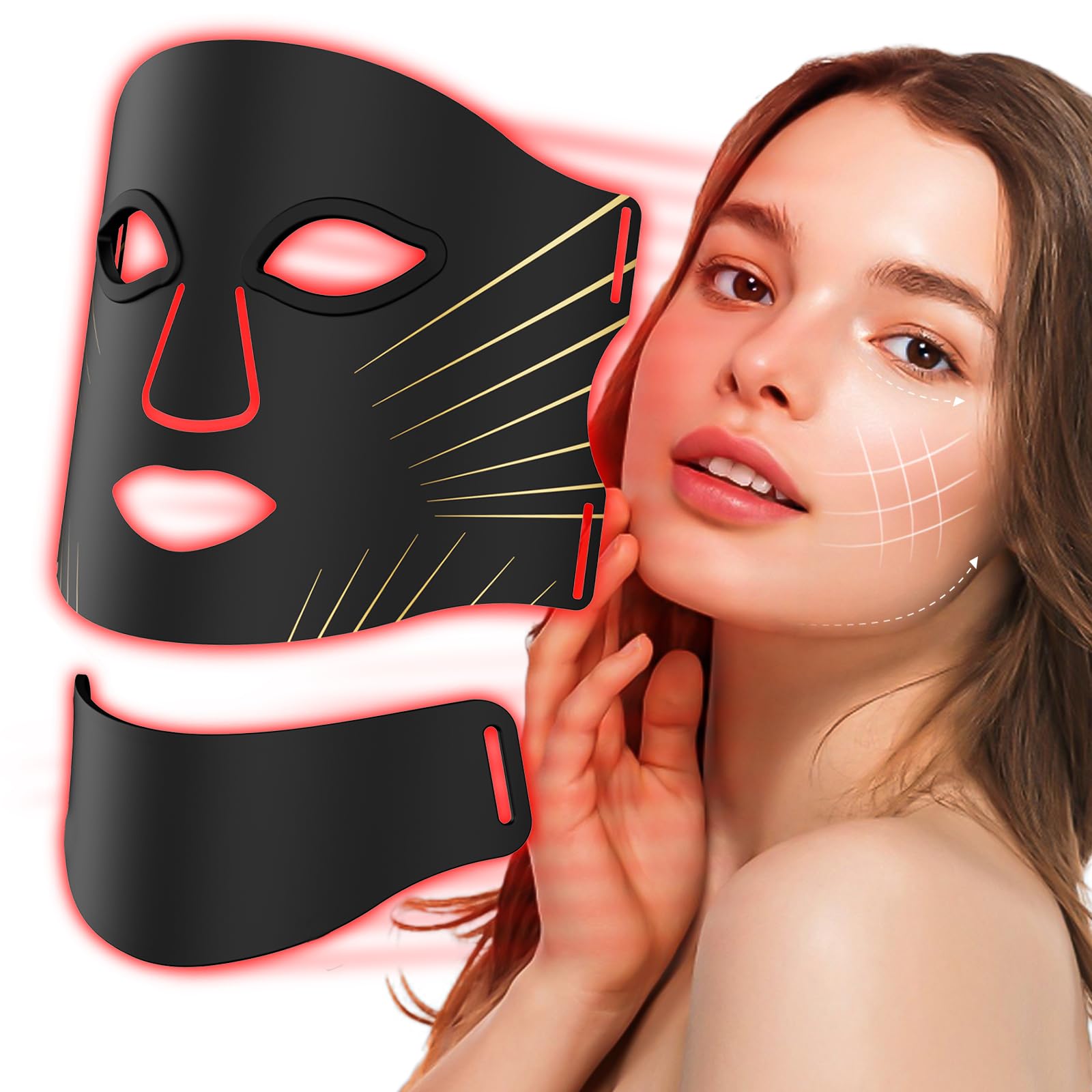 Red Light Therapy for Face Neck Mask Led Face Mask Light Therapy with 7 Colors 309 LED Beads