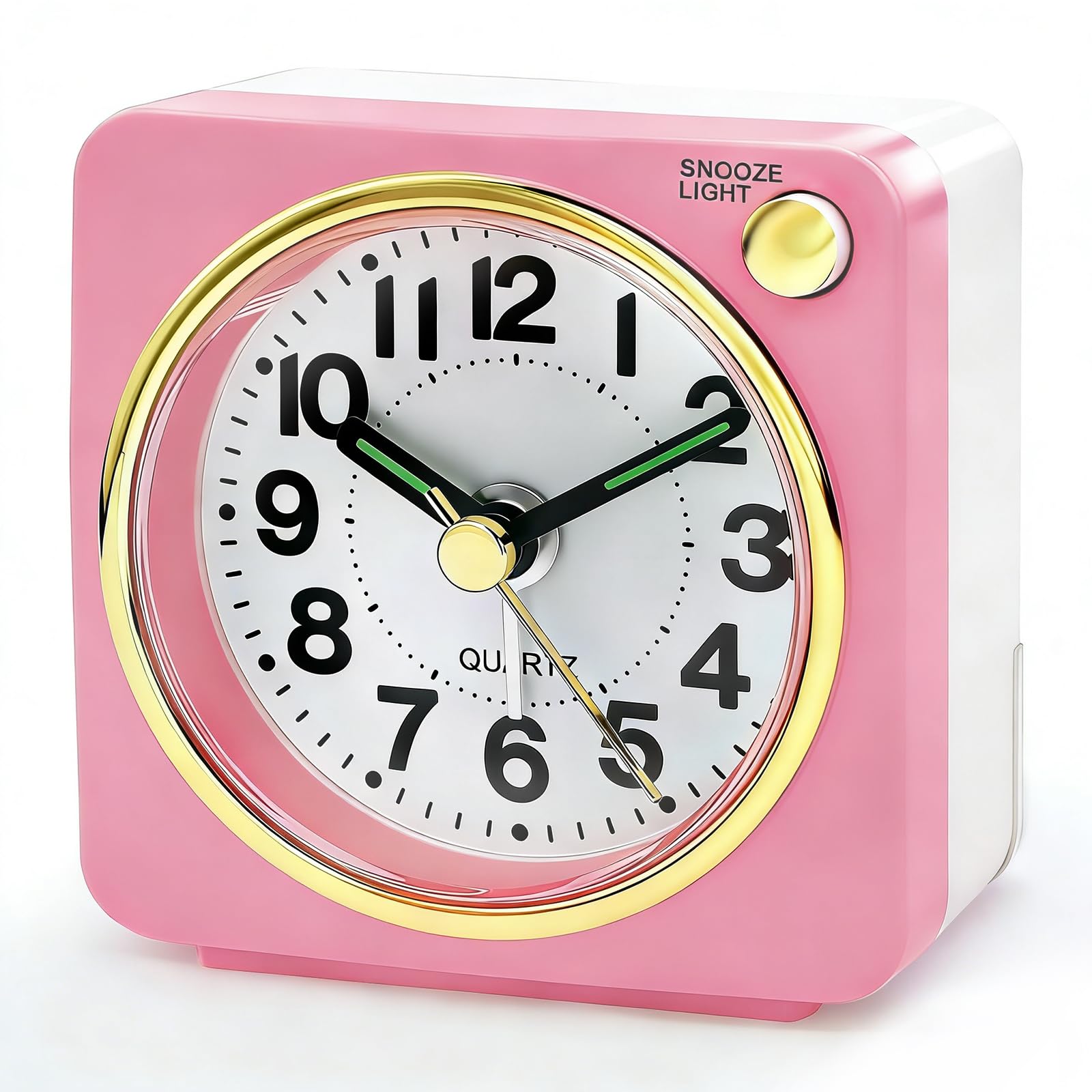 Lamisola Ultra Small Battery Analog Travel Alarm Clock, Retro Bedside Desk Clocks for Bedrooms, Vintage Home Decor for Bathroom Kichen Office Room,Pink