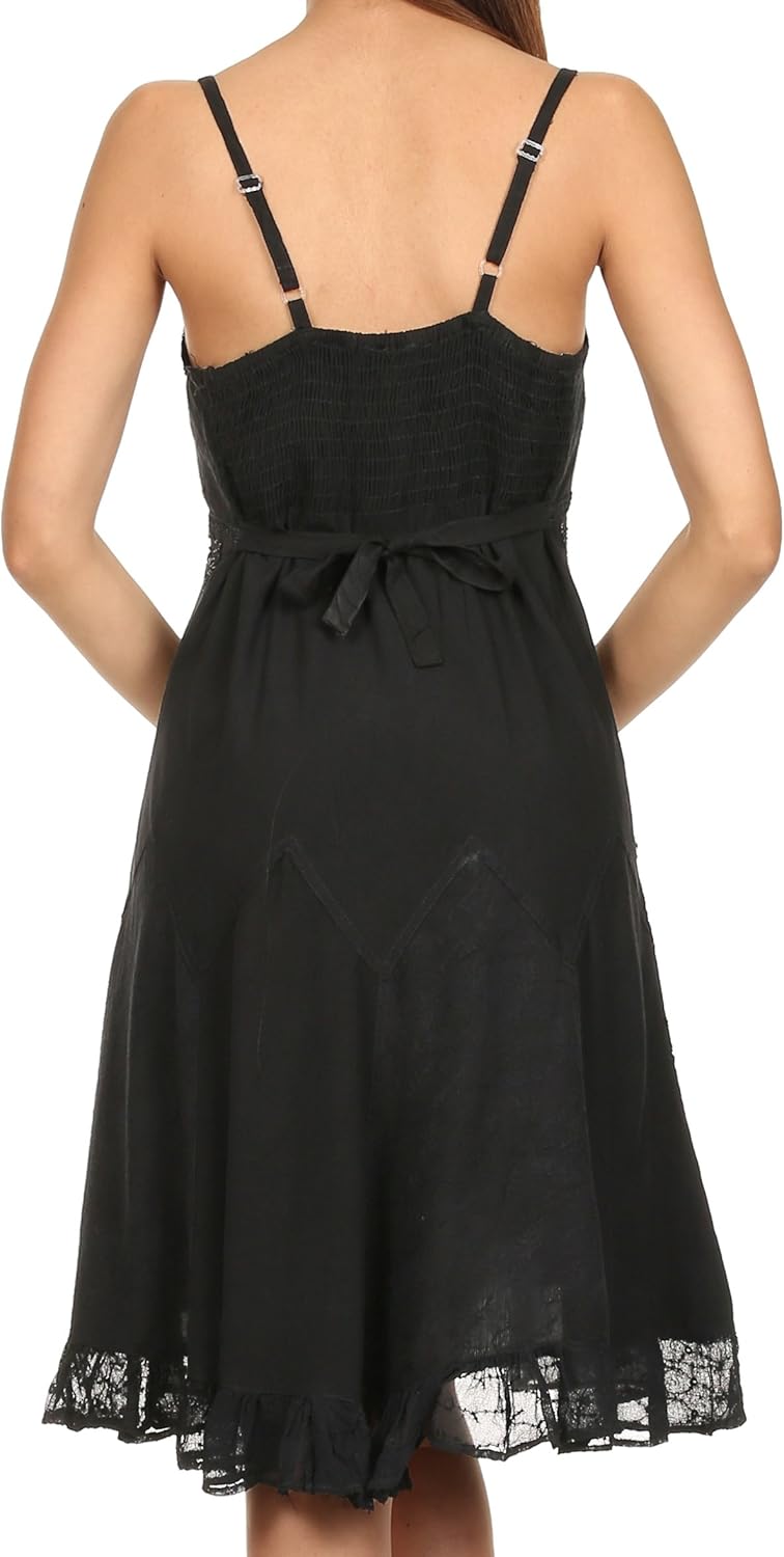 Sakkas Stonewashed Rayon Adjustable Spaghetti Straps Mid Length Dress - Image 2