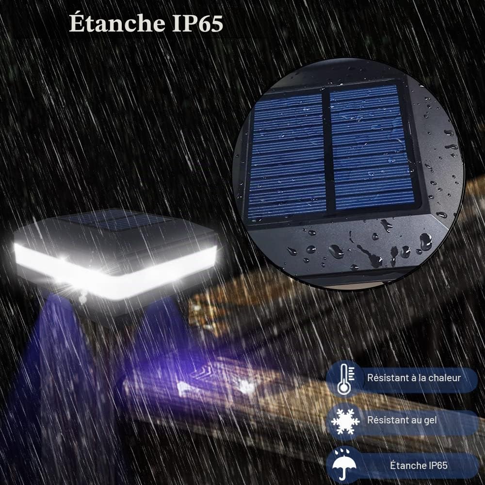 Lot de 4 Lampes Solaires Capuchons de Protection, IP65 étanche Solaire Lumières Lampe Solaire de Jardin Extérieures pour poteaux de clôture 71 mm/91 mm/96 mm/101 mm/11 mm/121 mm (98 x 98 mm)