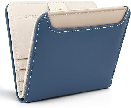 Pomelo Best Women's Small Wallet with RFID Protection, Mini Purse PU Leather, Stylish Design, Lightweight & Practical for Everyday Use and Travel Smog Blue